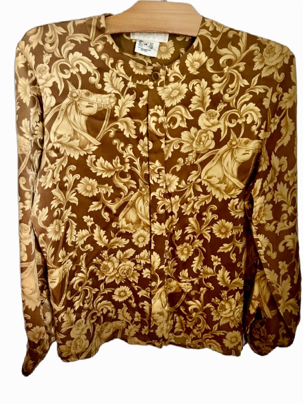 Vintage ESCADA Silk Baroque Equestrian Blouse | Made in West Germany | Size 34